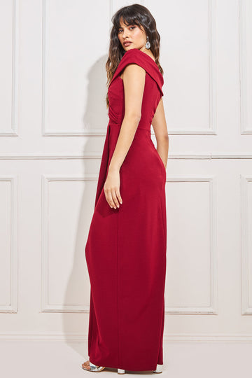 Scuba Bardot Wrap Maxi Dress Goddiva